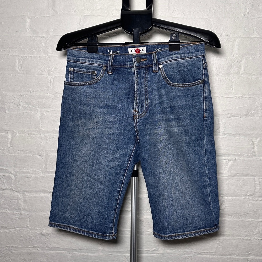Grana Japanese Denim Men's Washed Blue 11in Denim Shorts